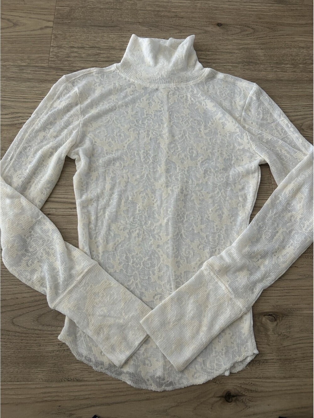 Free People Intimately You and I White Long Sleeve Turtleneck Top Sz XS